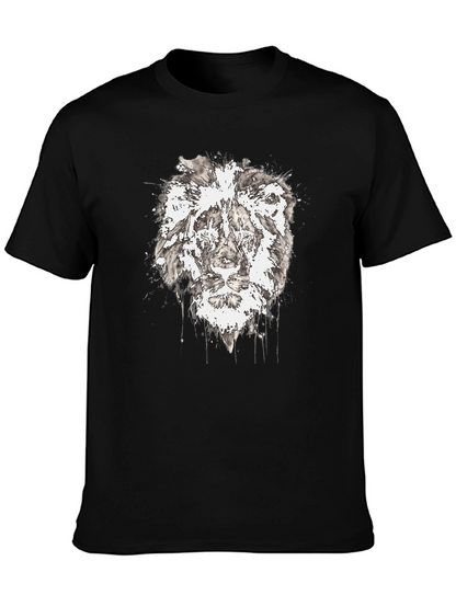 Lion Graphic Black T-Shirt - Artistic Print