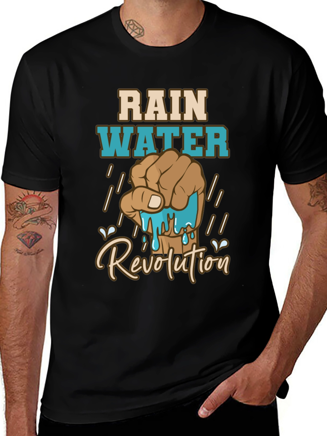 Rainwater Revolution Graphic T-Shirt - Black Cotton Tee