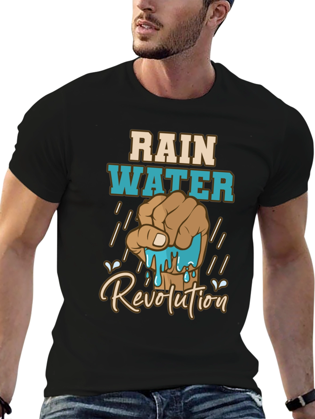 Rainwater Revolution Graphic T-Shirt - Black Cotton Tee