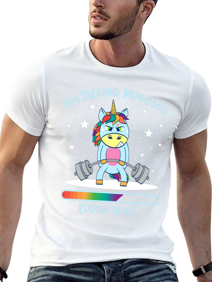 Installing Muscles Unicorn Black T-Shirt