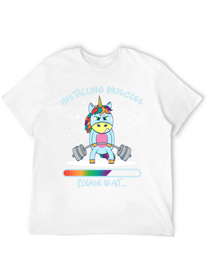 Installing Muscles Unicorn Black T-Shirt