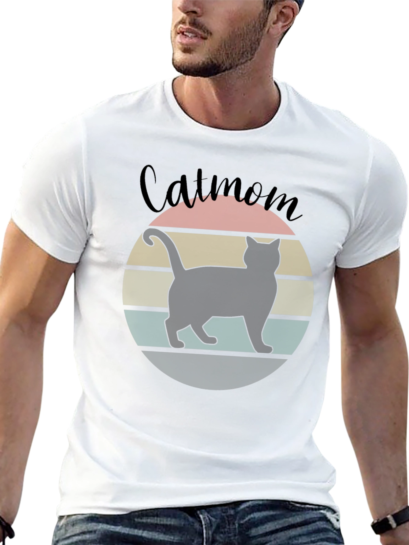 Catmom Retro Style T-Shirt - Unisex Black Tee