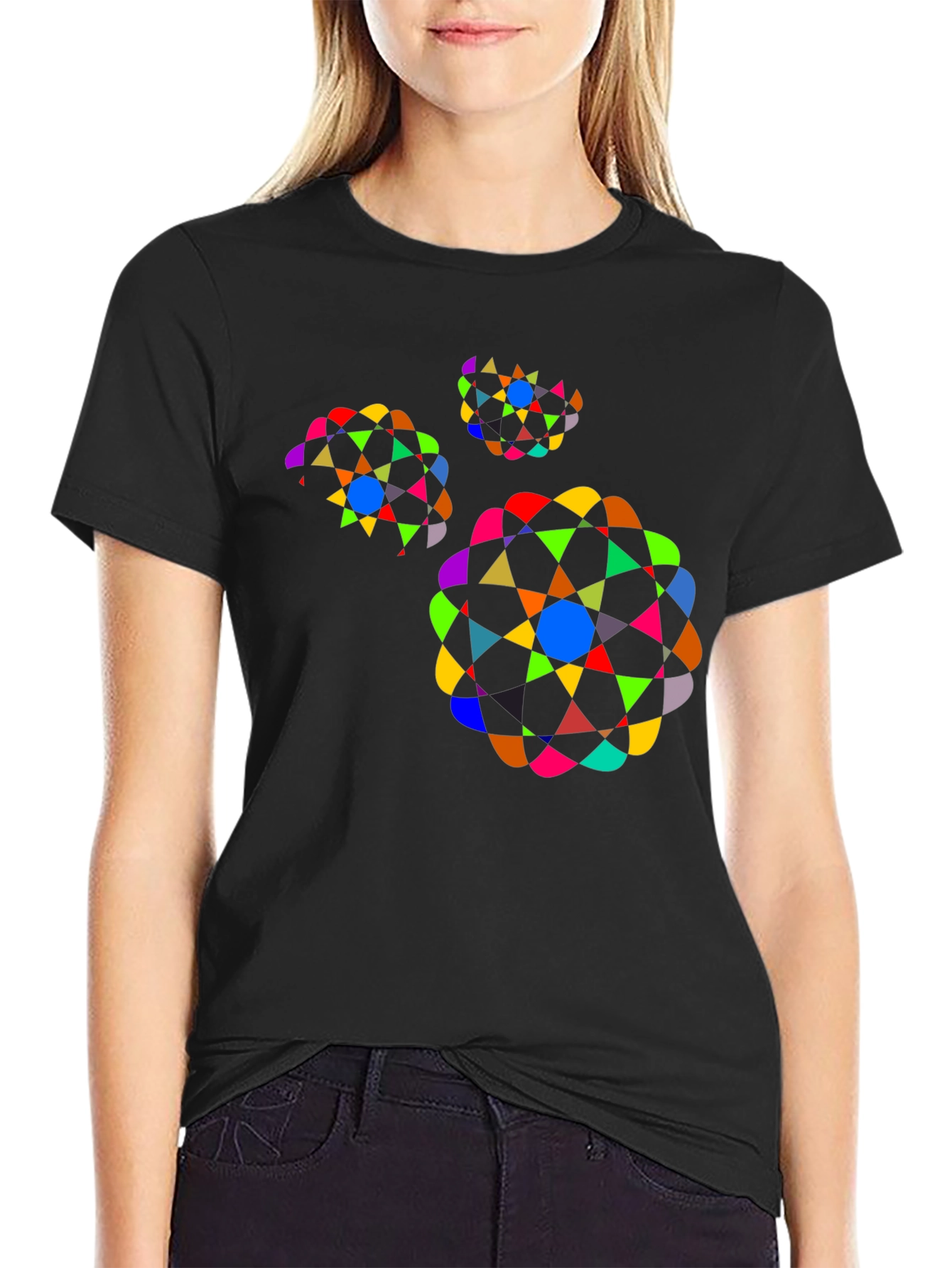 Geometric Pattern Black T-Shirt