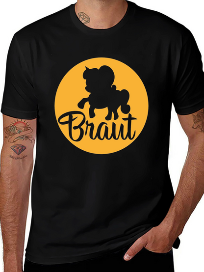 Bräutigam Groom Cartoon Horse Graphic Tee - Black