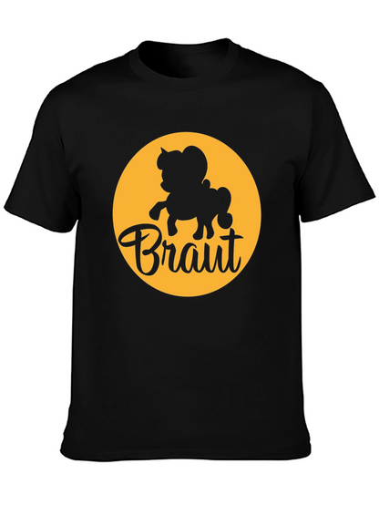 Bräutigam Groom Cartoon Horse Graphic Tee - Black