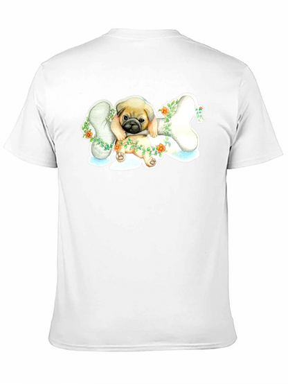 Pug on Bone T-Shirt - Cute Dog Lover Tee