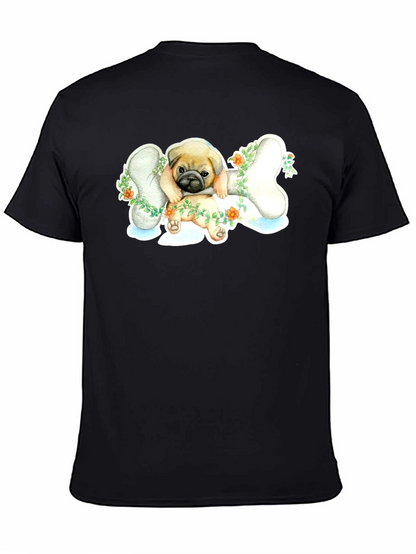 Pug on Bone T-Shirt - Cute Dog Lover Tee