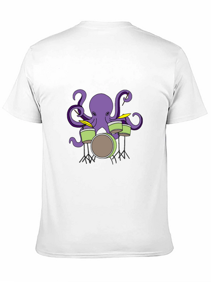 Octopus Drummer Graphic T-Shirt - Black