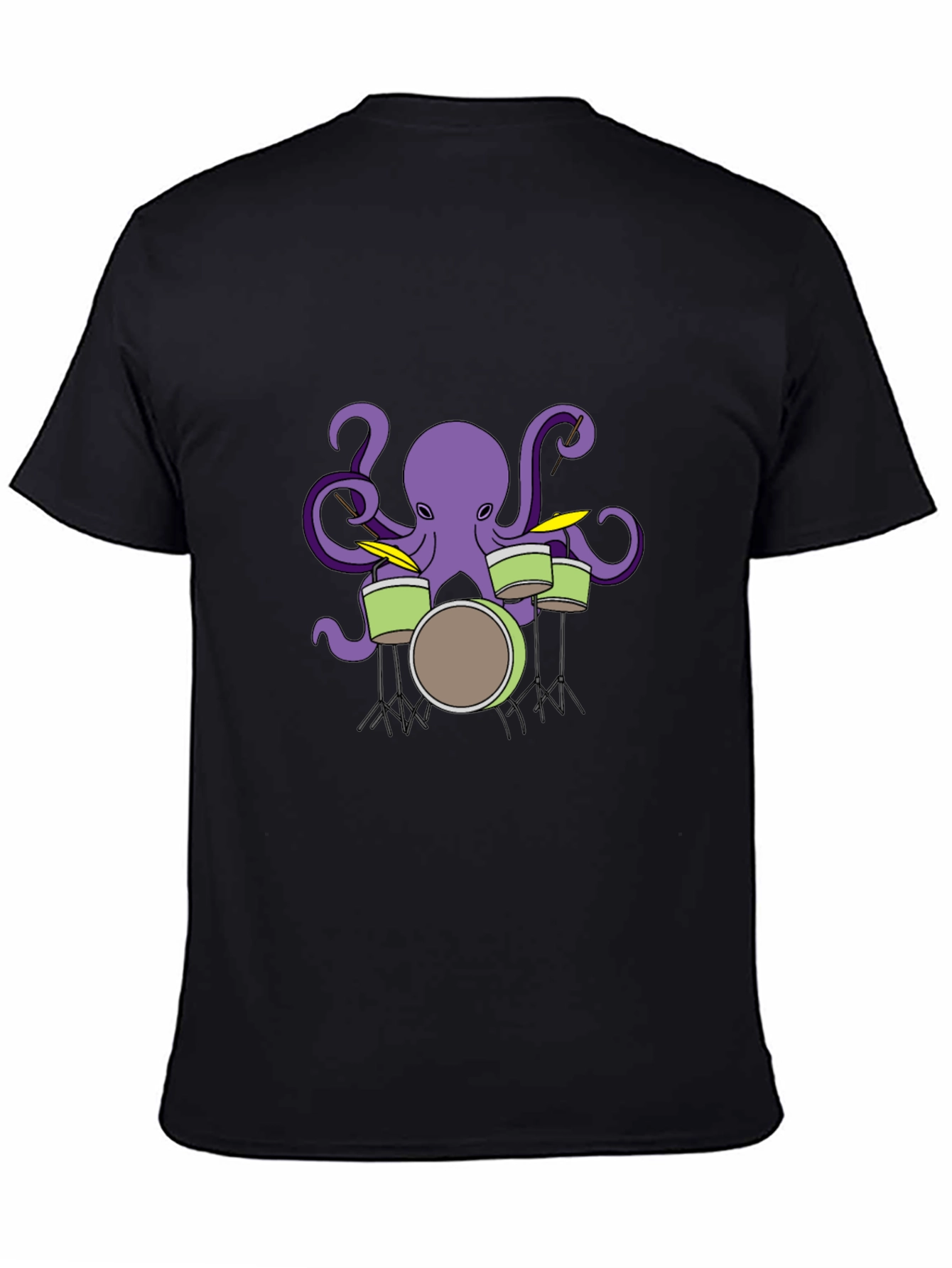 Octopus Drummer Graphic T-Shirt - Black