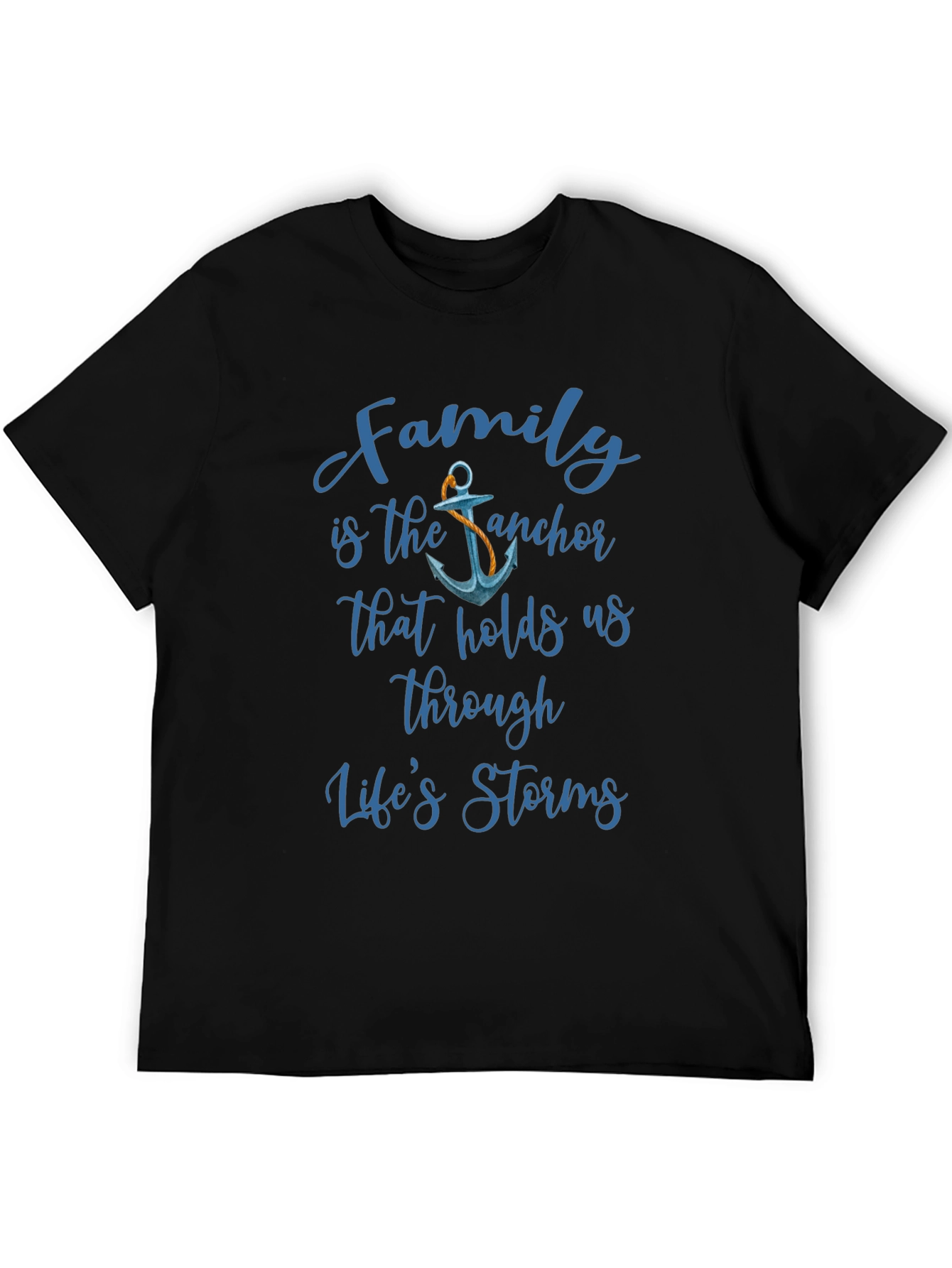 Family is the Anchor Mens Black T-Shirt