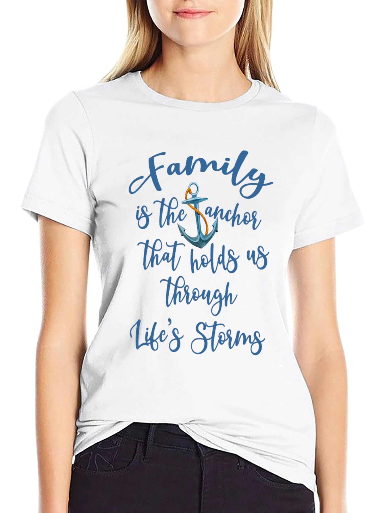Family is the Anchor Mens Black T-Shirt