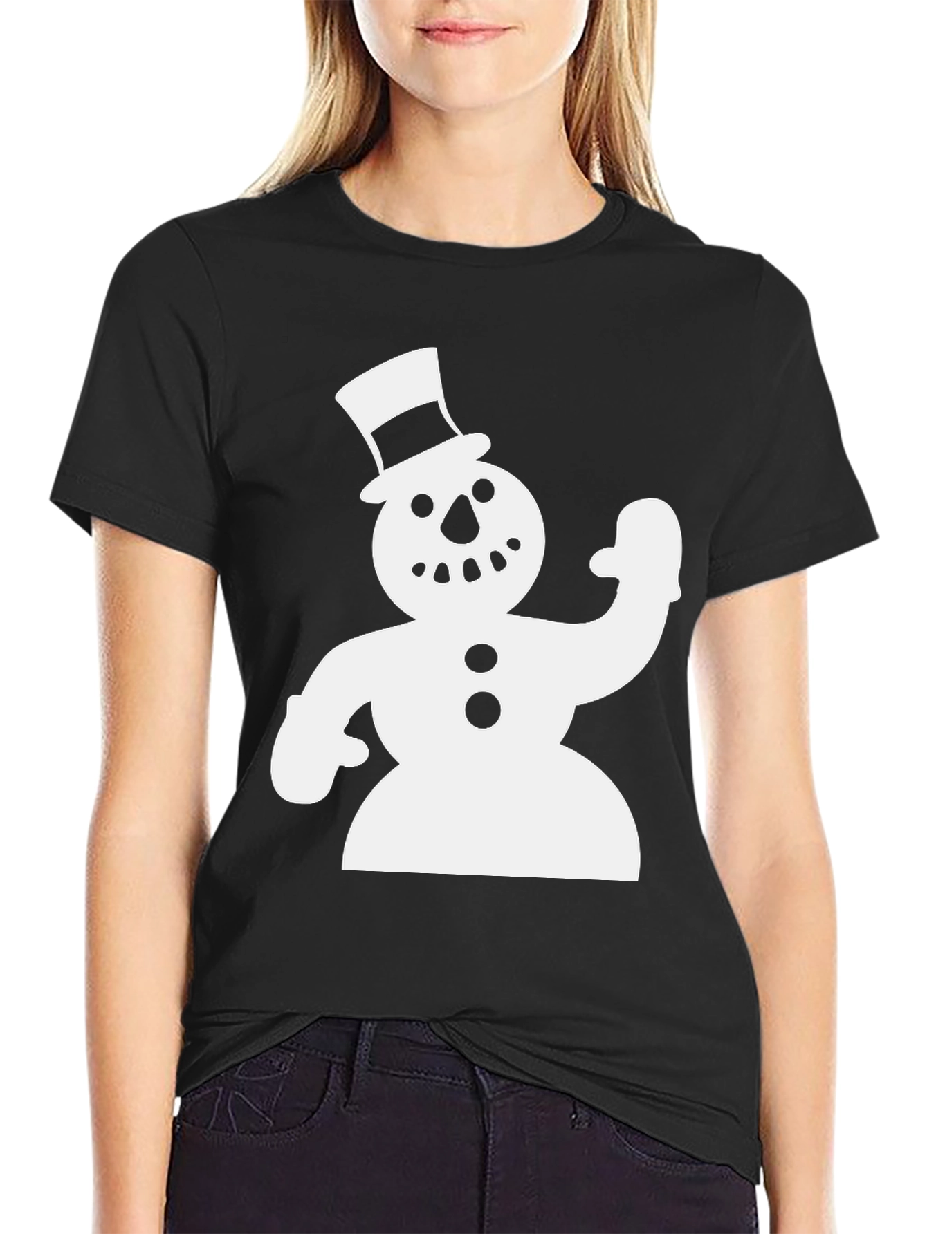Snowman Graphic Black T-Shirt