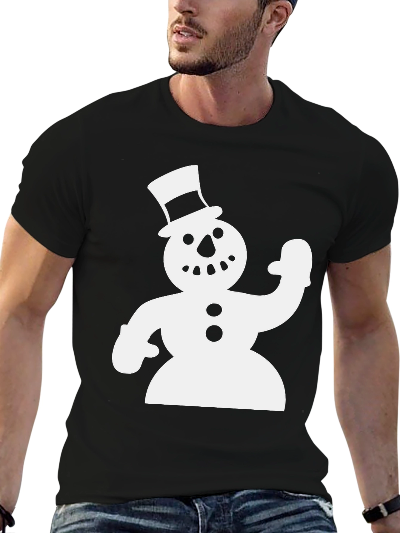 Snowman Graphic Black T-Shirt