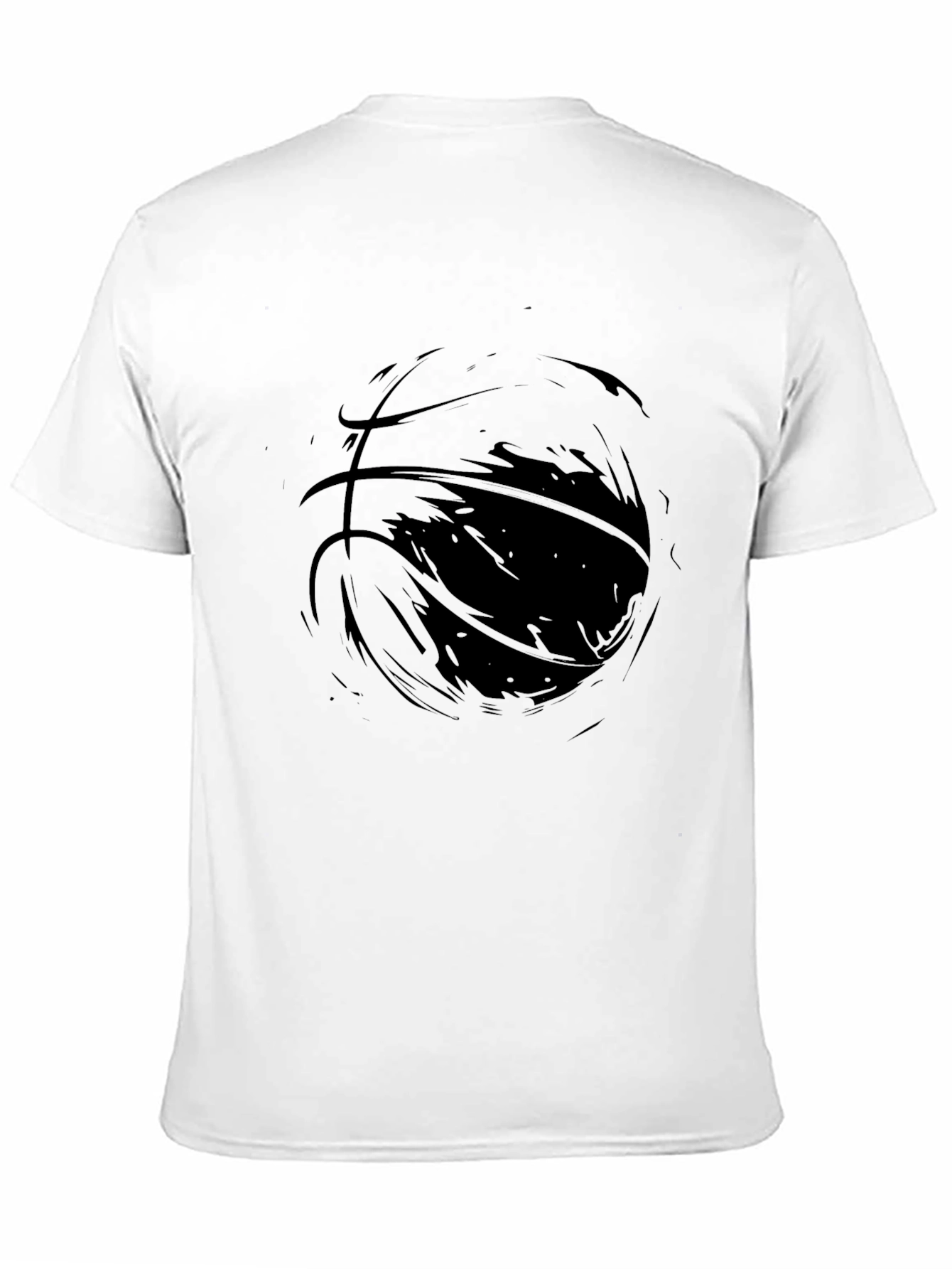 Mens Black Graphic Tee - Abstract Basketball Design