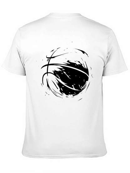 Mens Black Graphic Tee - Abstract Basketball Design