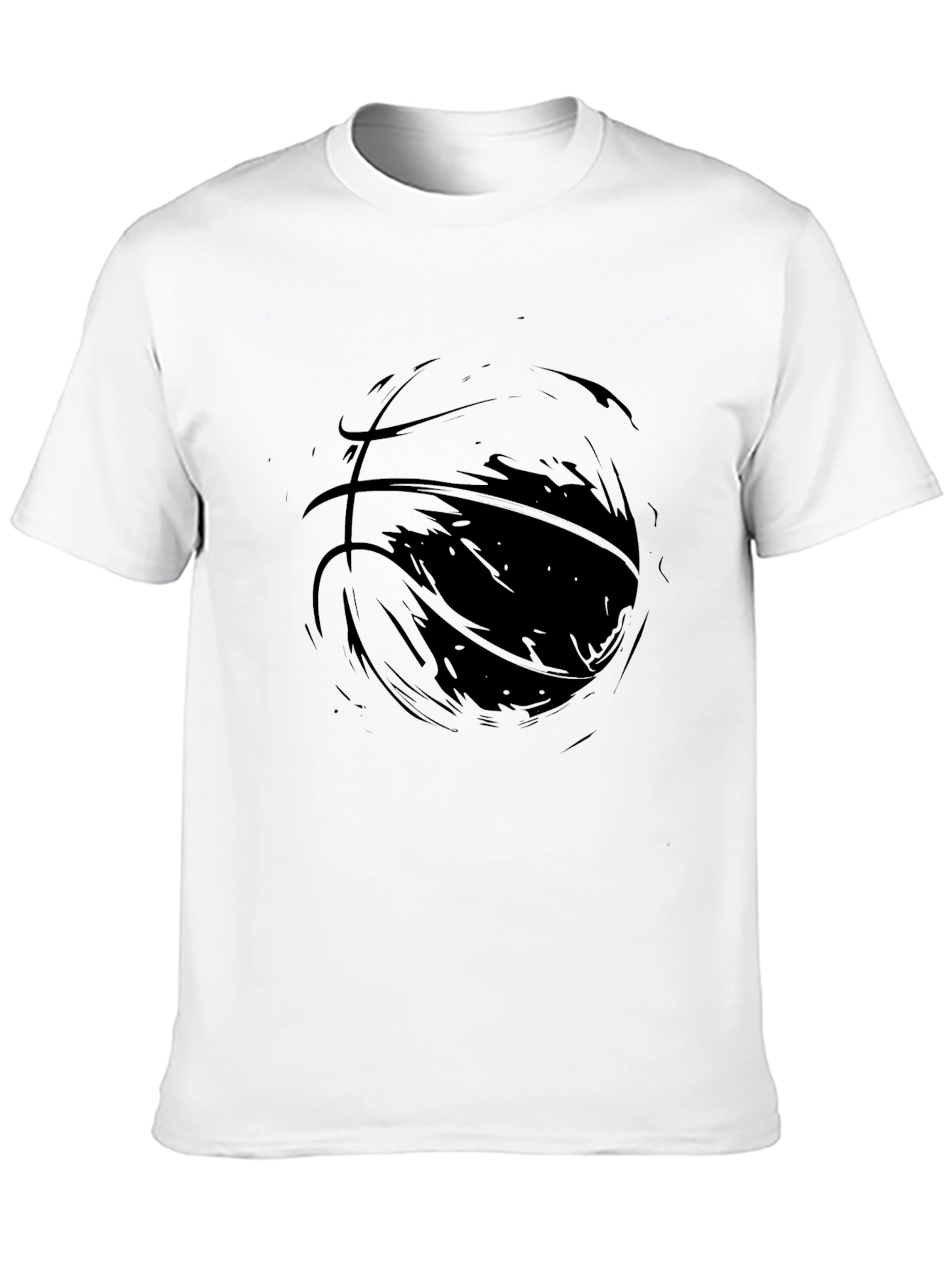 Mens Black Graphic Tee - Abstract Basketball Design