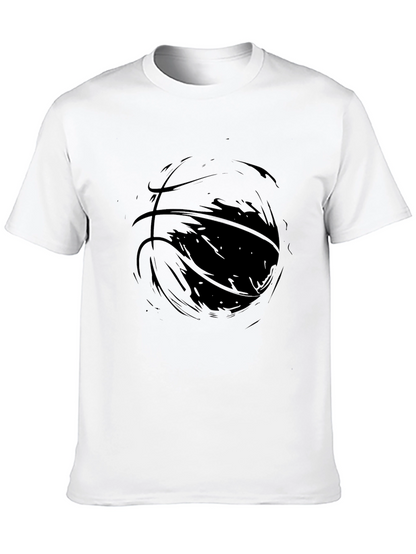 Mens Black Graphic Tee - Abstract Basketball Design