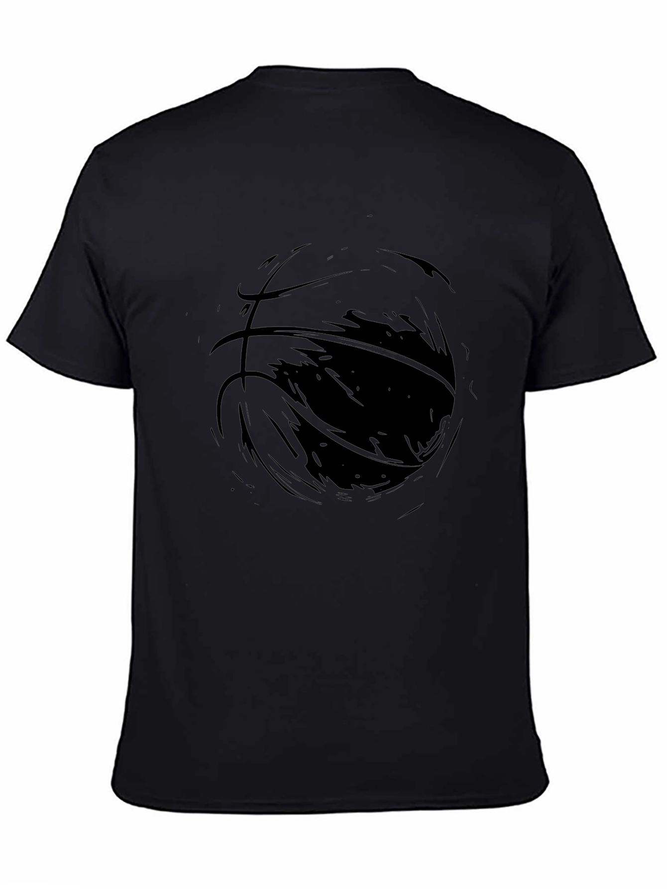 Mens Black Graphic Tee - Abstract Basketball Design