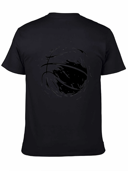 Mens Black Graphic Tee - Abstract Basketball Design
