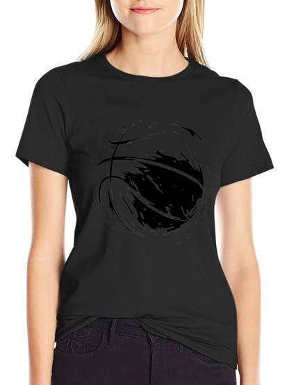 Mens Black Graphic Tee - Abstract Basketball Design