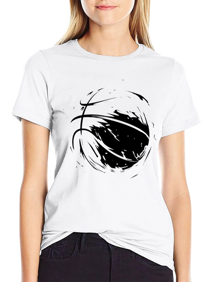 Mens Black Graphic Tee - Abstract Basketball Design