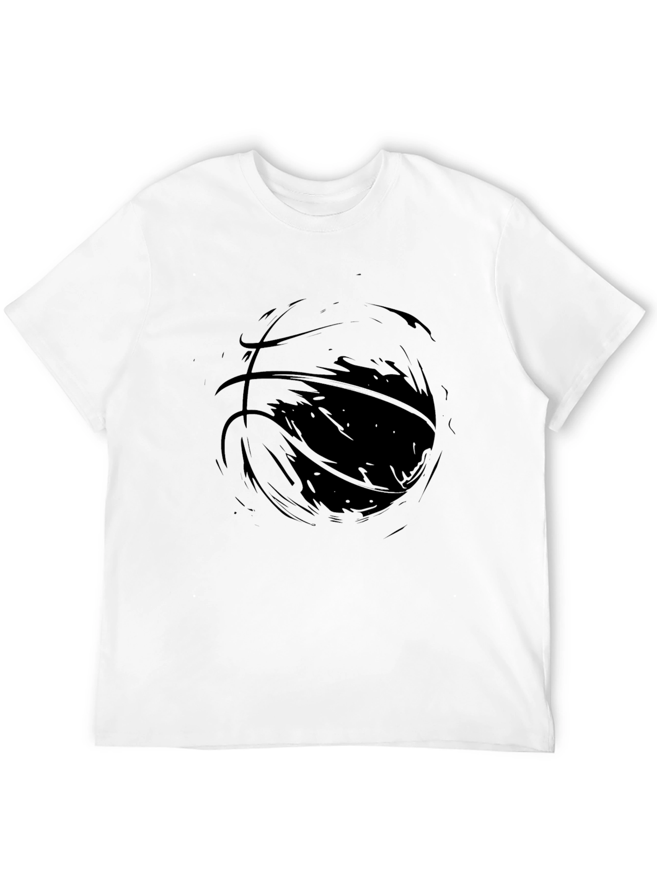 Mens Black Graphic Tee - Abstract Basketball Design