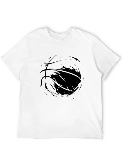 Mens Black Graphic Tee - Abstract Basketball Design