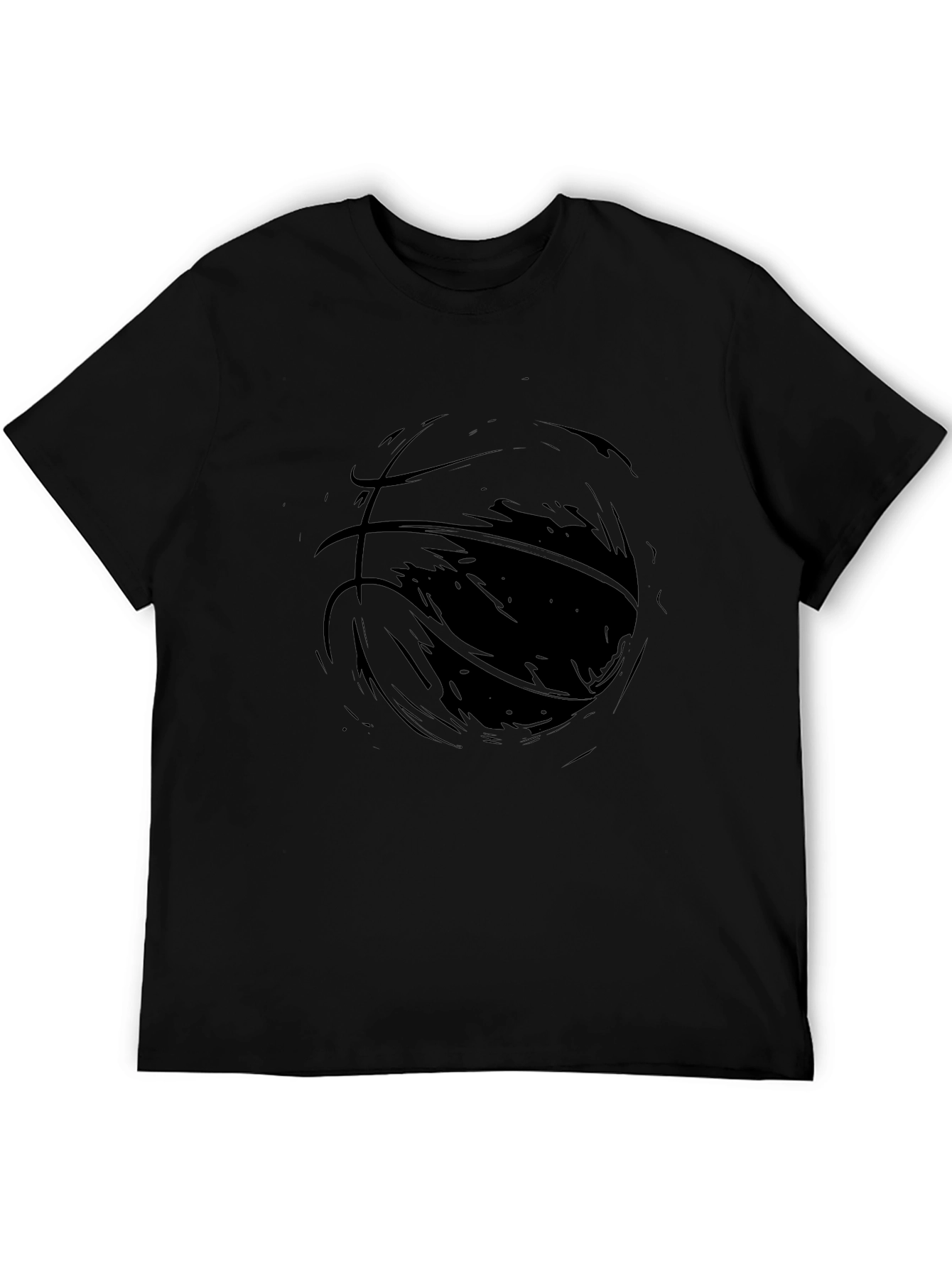 Mens Black Graphic Tee - Abstract Basketball Design