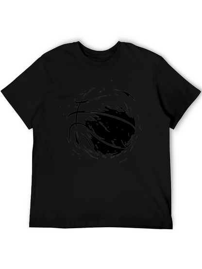 Mens Black Graphic Tee - Abstract Basketball Design