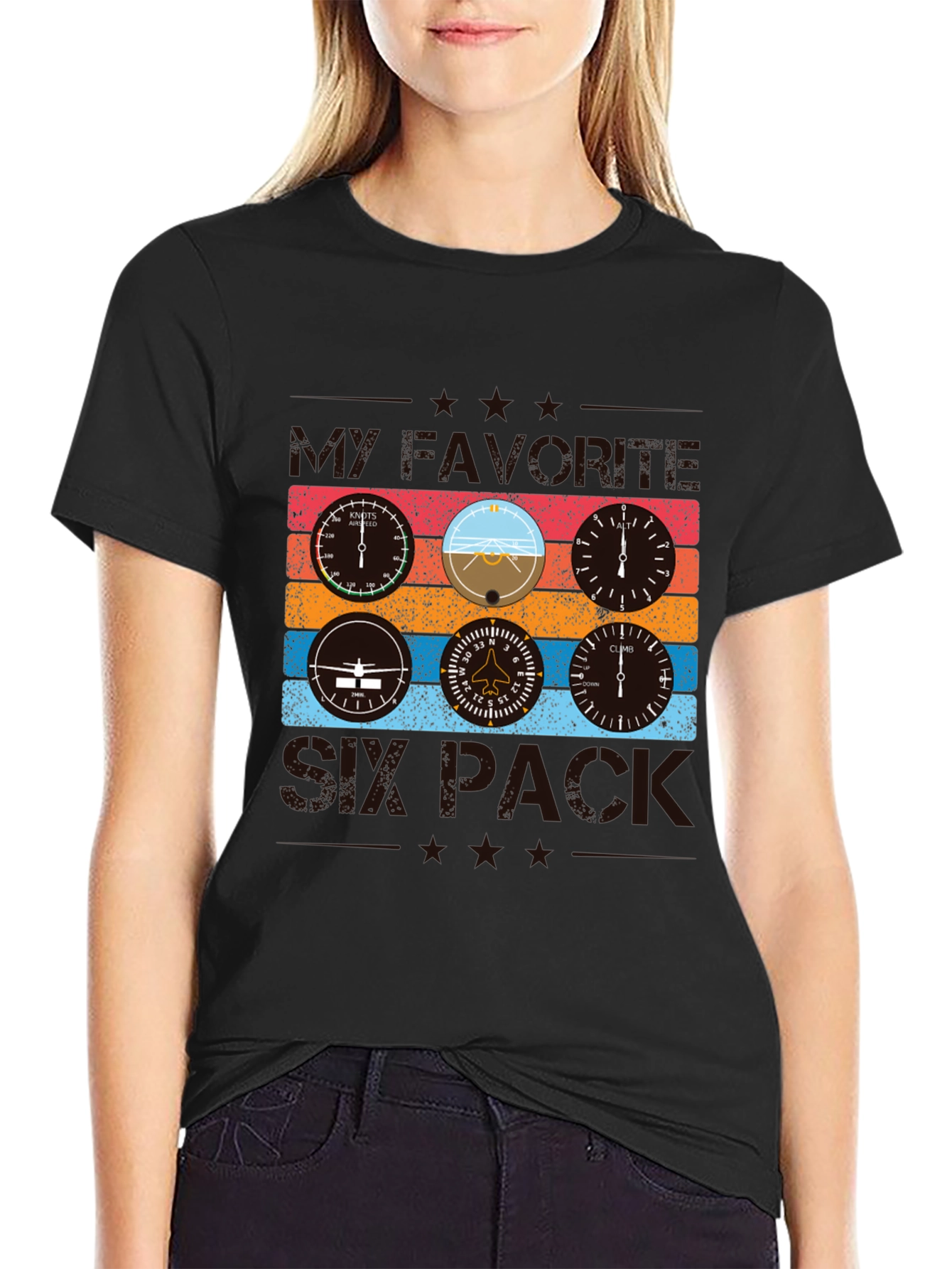 Pilot Six Pack T-Shirt - Aviation Instrument Design