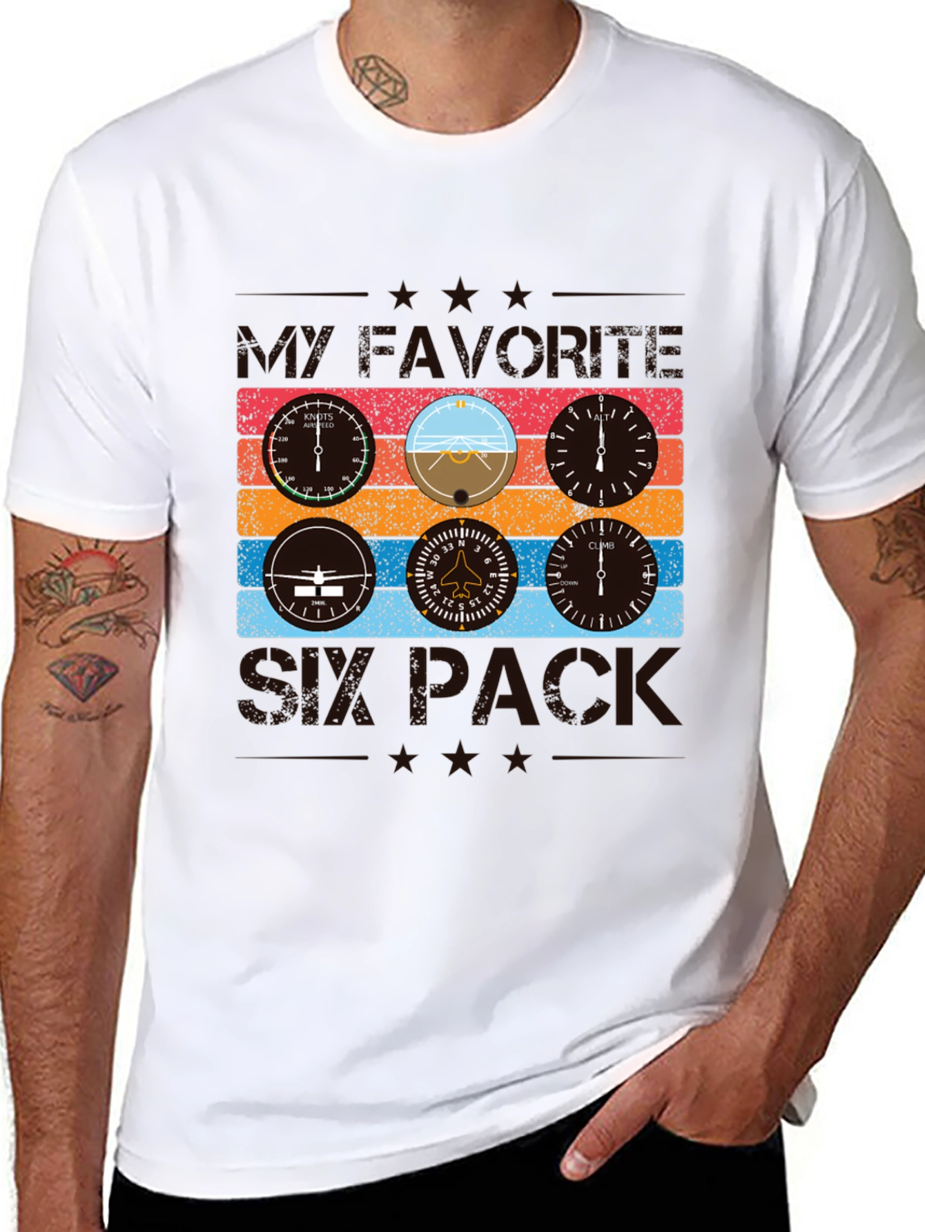 Pilot Six Pack T-Shirt - Aviation Instrument Design