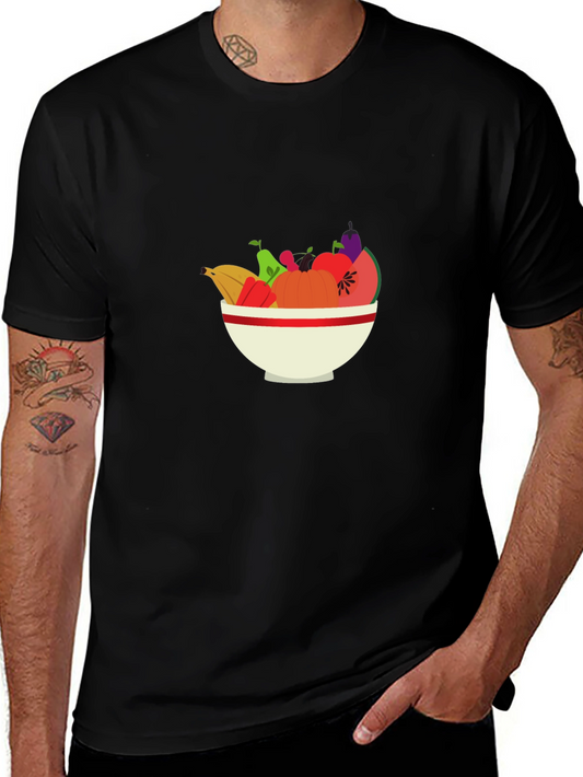 Fruit Bowl Graphic Tee - Casual Black T-Shirt