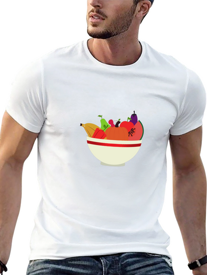 Fruit Bowl Graphic Tee - Casual Black T-Shirt