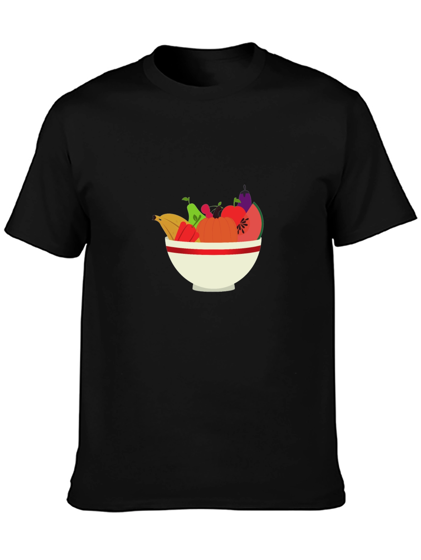 Fruit Bowl Graphic Tee - Casual Black T-Shirt