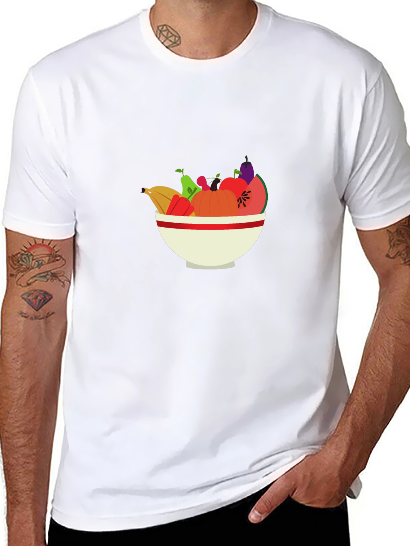 Fruit Bowl Graphic Tee - Casual Black T-Shirt