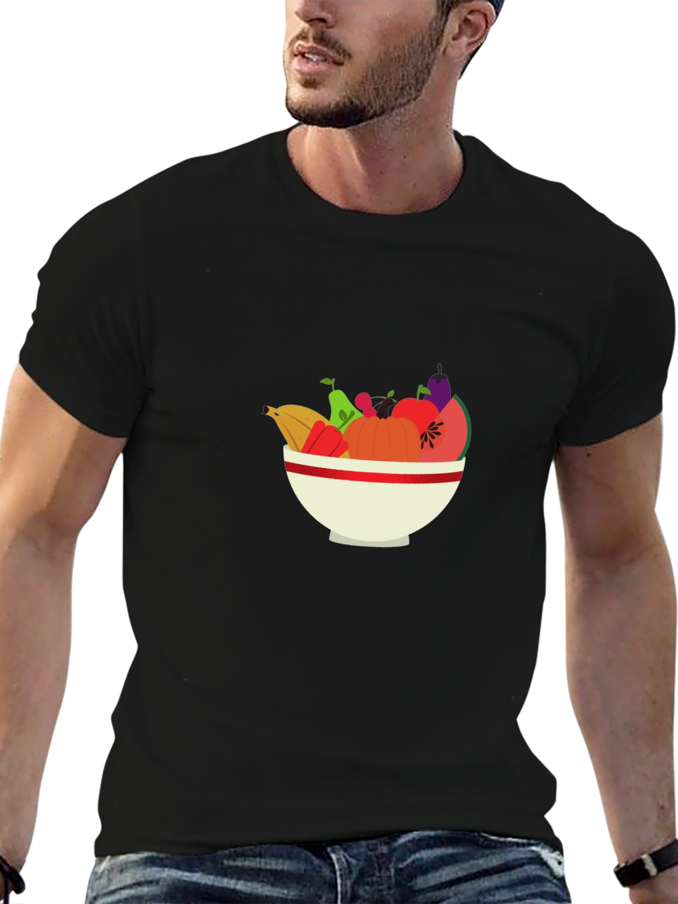 Fruit Bowl Graphic Tee - Casual Black T-Shirt
