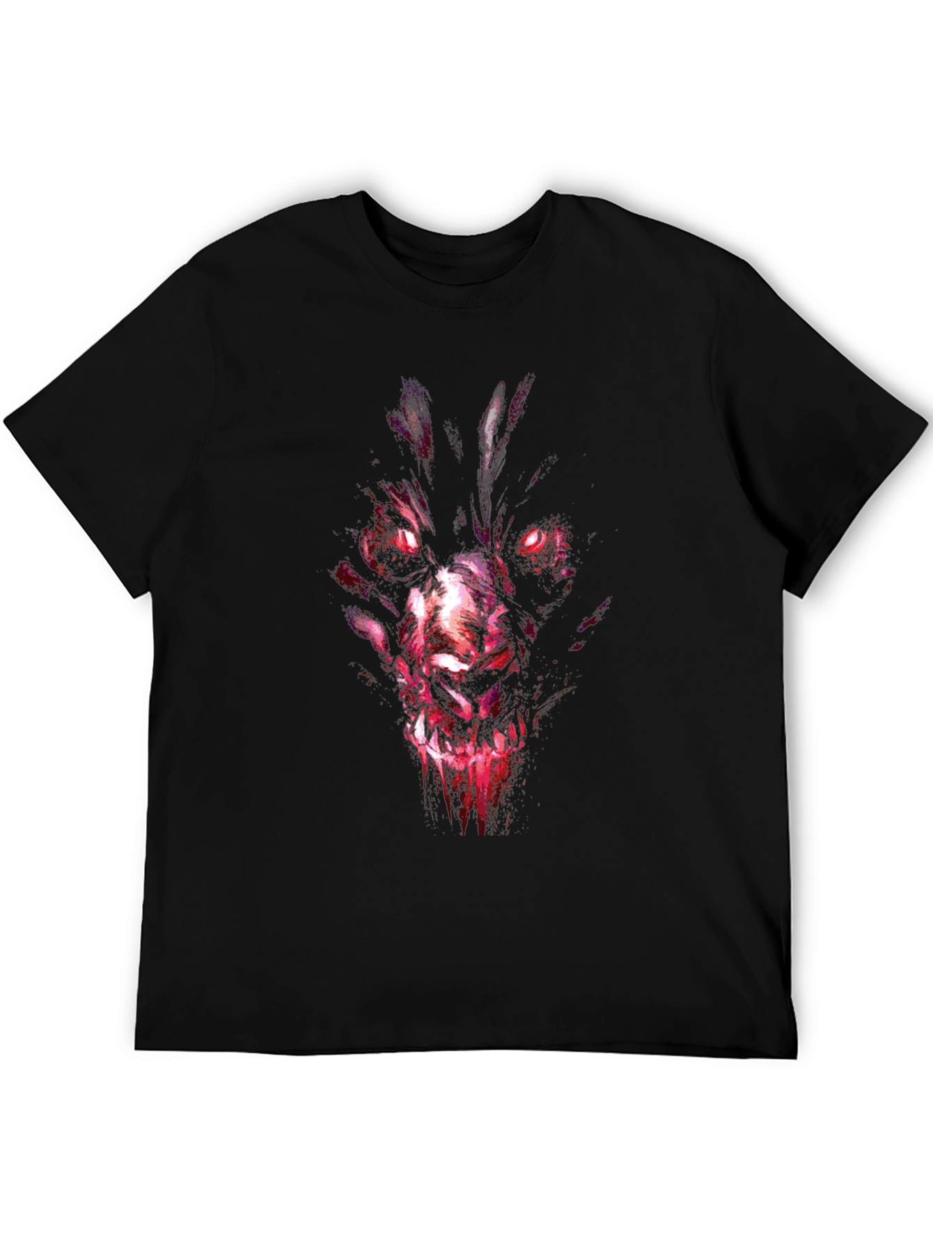 Mens Black Graphic Tee - Wolf Demon Design