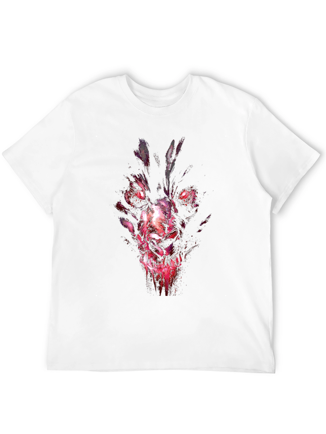 Mens Black Graphic Tee - Wolf Demon Design