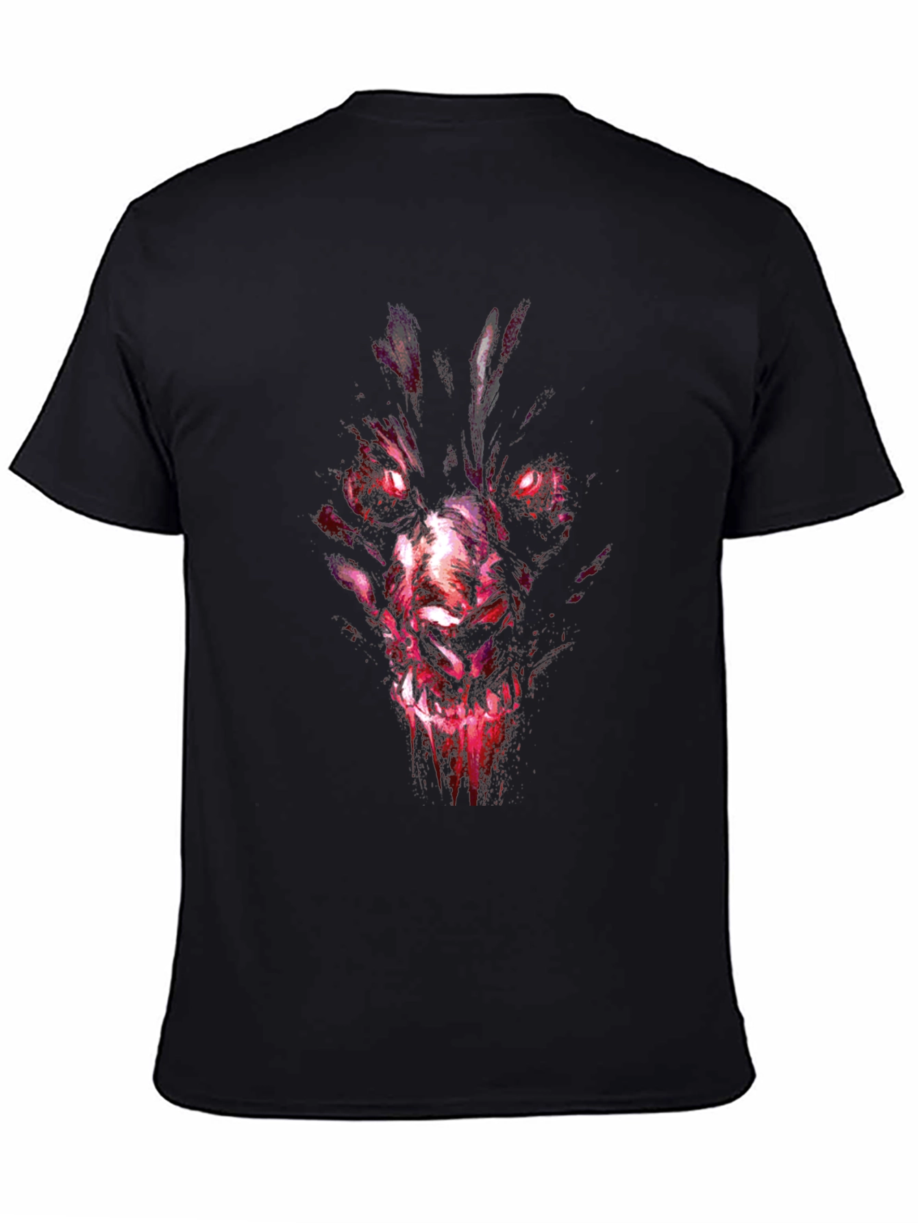 Mens Black Graphic Tee - Wolf Demon Design