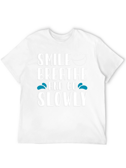 Smile Breathe Go Slowly Graphic Tee Black Cotton