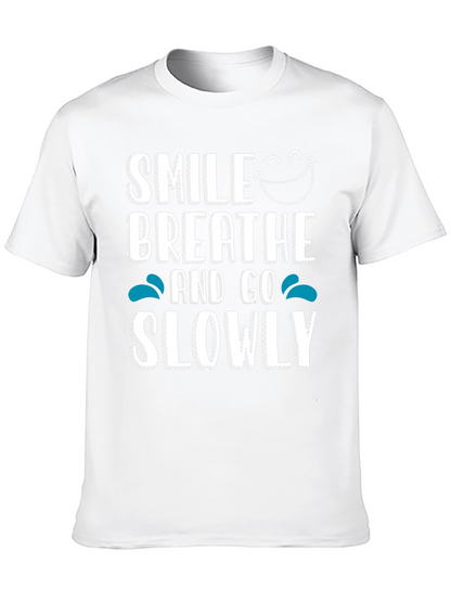 Smile Breathe Go Slowly Graphic Tee Black Cotton