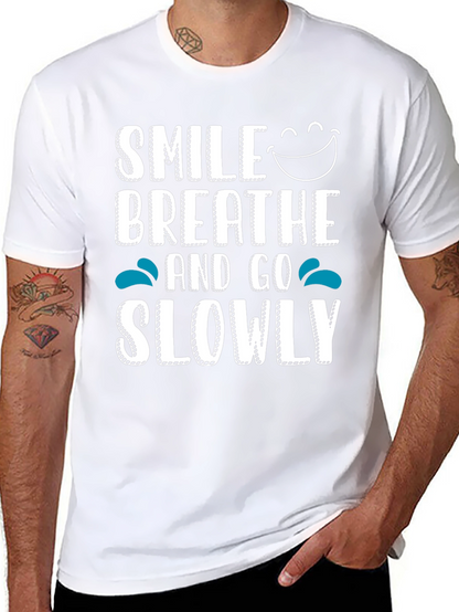 Smile Breathe Go Slowly Graphic Tee Black Cotton