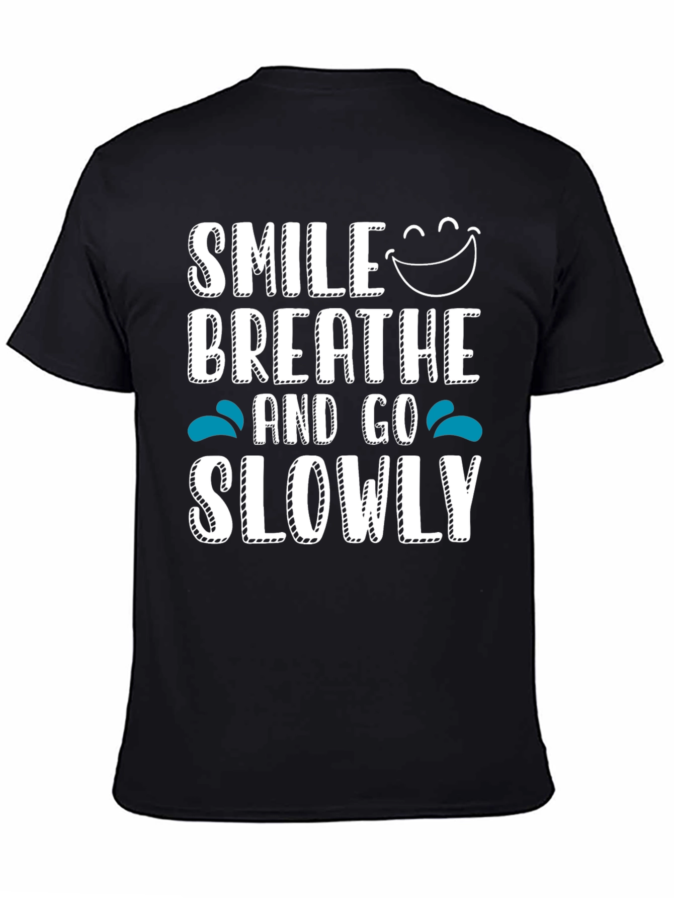 Smile Breathe Go Slowly Graphic Tee Black Cotton