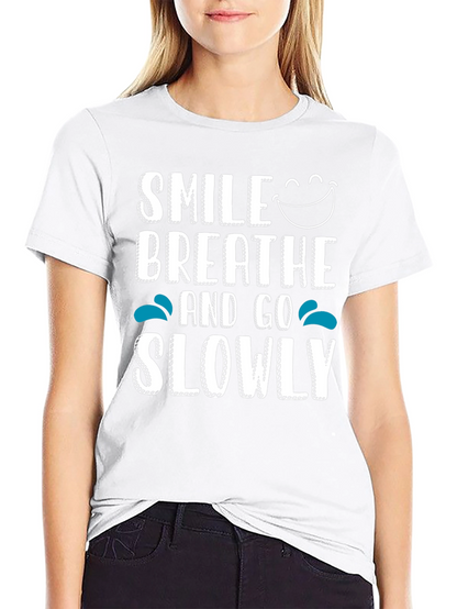 Smile Breathe Go Slowly Graphic Tee Black Cotton