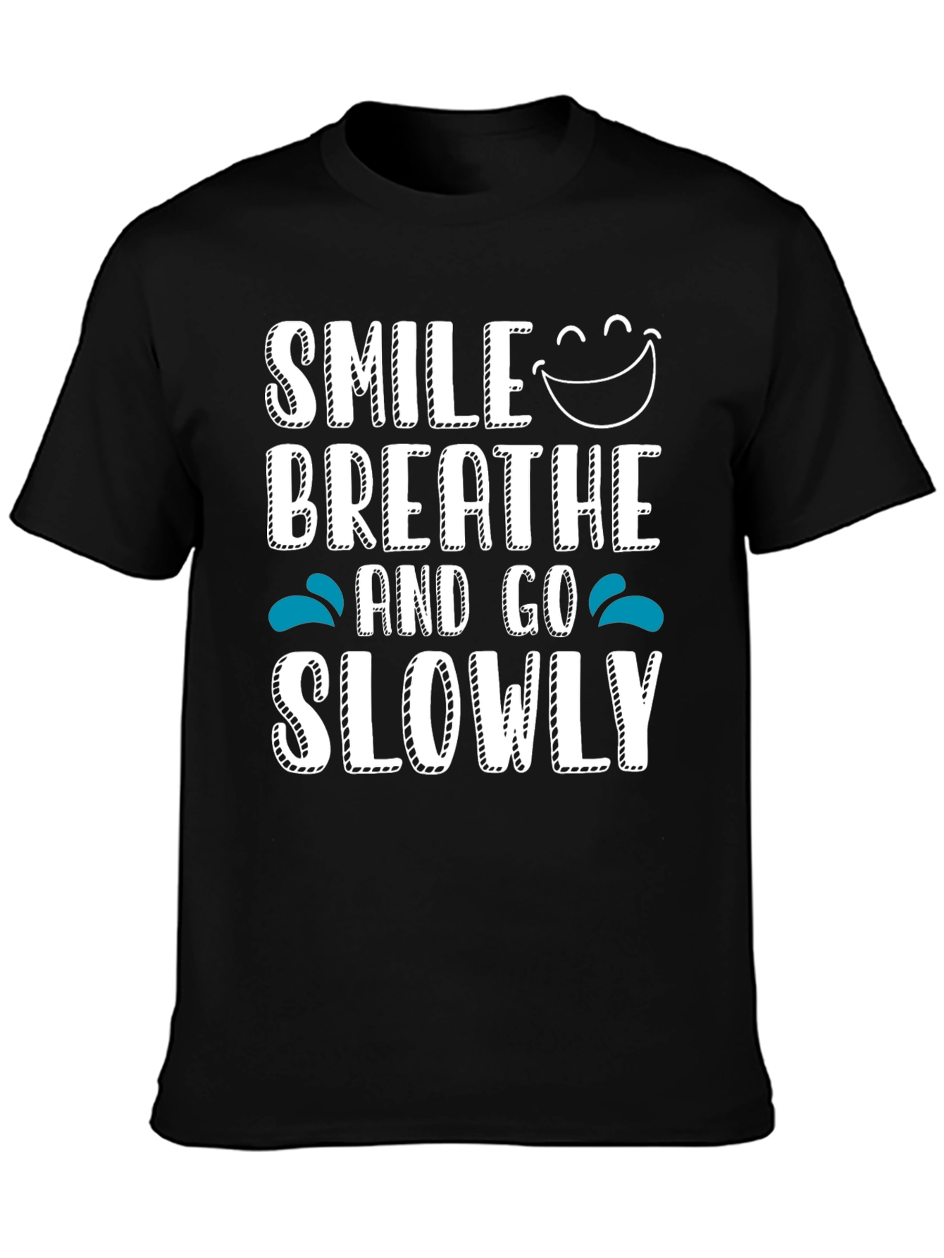 Smile Breathe Go Slowly Graphic Tee Black Cotton
