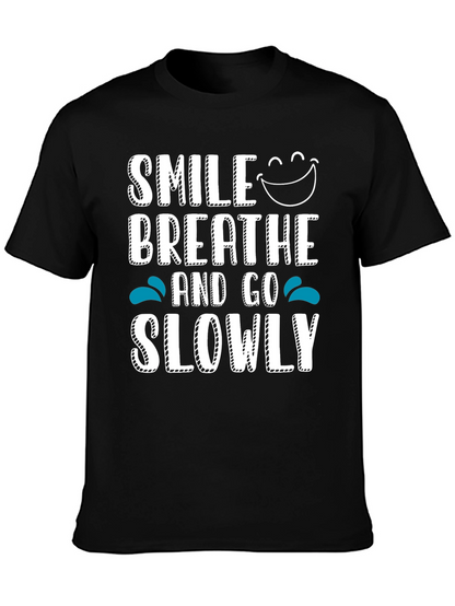 Smile Breathe Go Slowly Graphic Tee Black Cotton