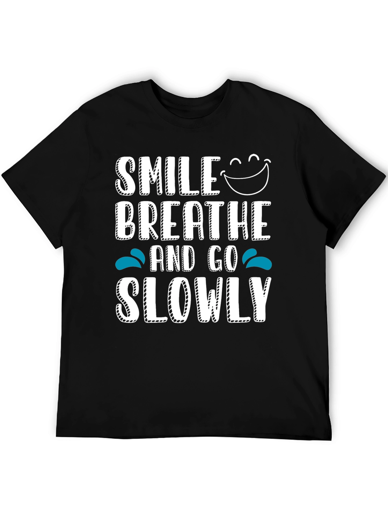 Smile Breathe Go Slowly Graphic Tee Black Cotton