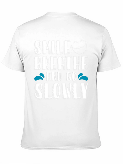 Smile Breathe Go Slowly Graphic Tee Black Cotton