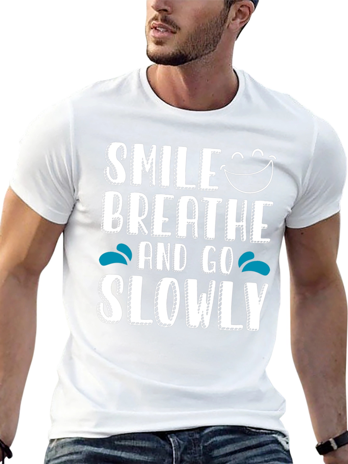 Smile Breathe Go Slowly Graphic Tee Black Cotton