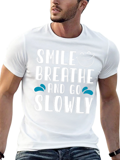 Smile Breathe Go Slowly Graphic Tee Black Cotton